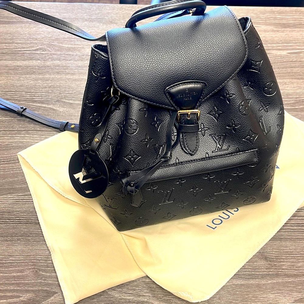 NWOT Matte Black Leather LV Backpack Purse
